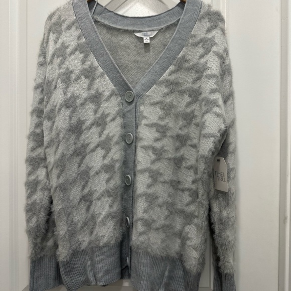 Time and Tru Sweaters - Time and Tru Star Patterned Gray Cardigan NWT Medium